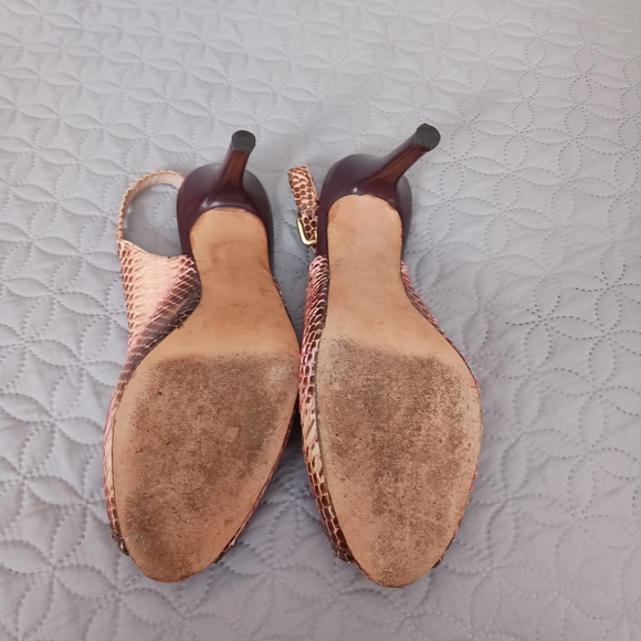 Stuart Weitzman multi color embossed leather heels sandals - Picture 6 of 9